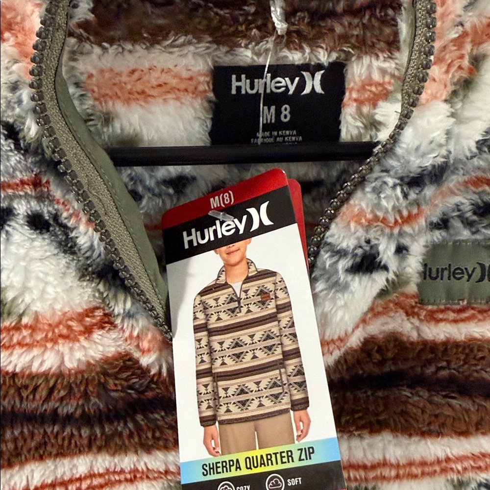 Hurley Boys Sherpa Printed Quarter-Zip Jacket 8 NWT - Picture 3 of 4